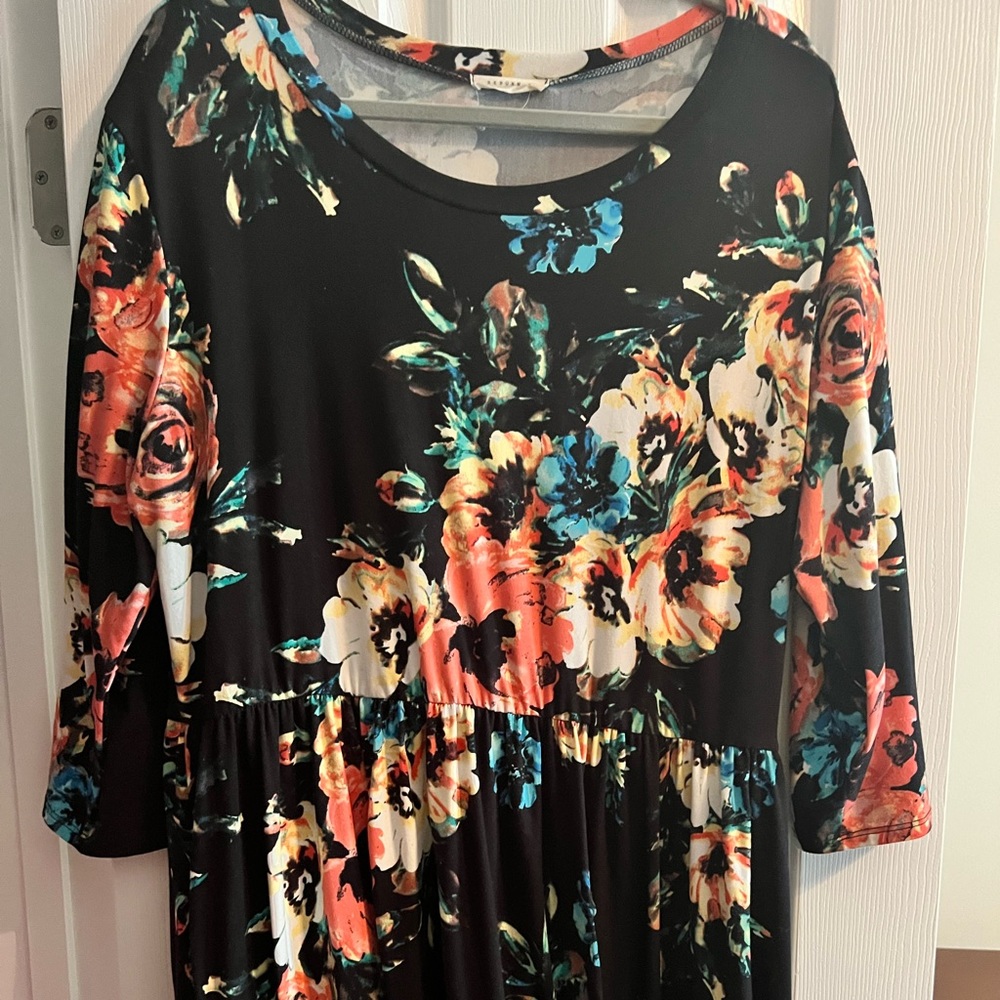 Butter soft black floral maxi dress 3x